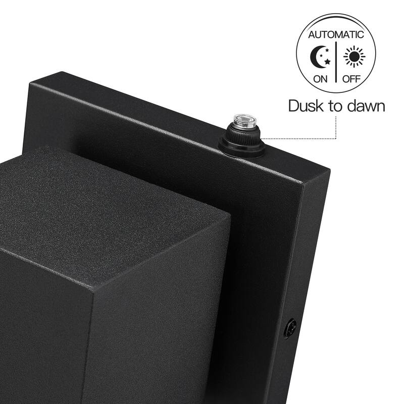 Black Dusk to Dawn LED Outdoor Wall Sconce Light Set of 2 - 7.3 in. H