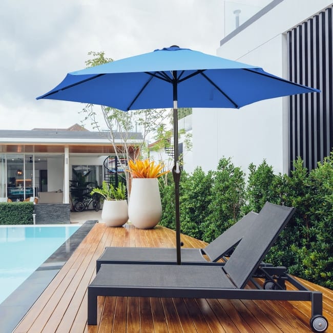 10FT Patio Umbrella 6 Ribs Market Steel Tilt with Crank Outdoor Garden without Weight Base