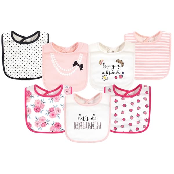 slide 1 of 1, Little Treasure Baby Girl Cotton Bibs, Love Brunch, One Size - Love Brunch - One Size One Size - Love Brunch