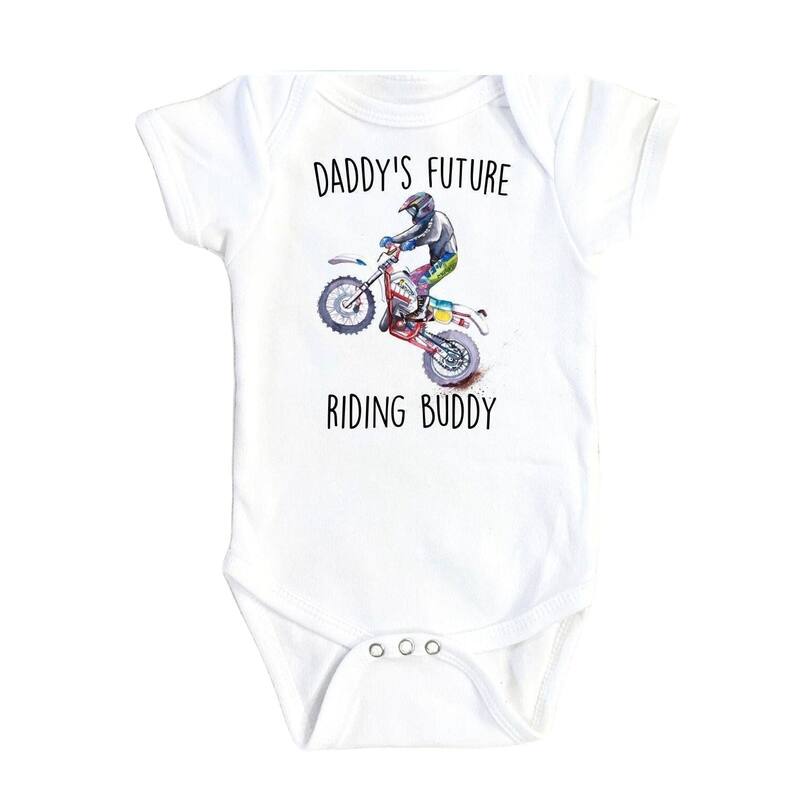 Dirt Bike Daddy - Baby Boy Girl Clothes Infant Bodysuit Funny Cute Newborn - White - 3-6M