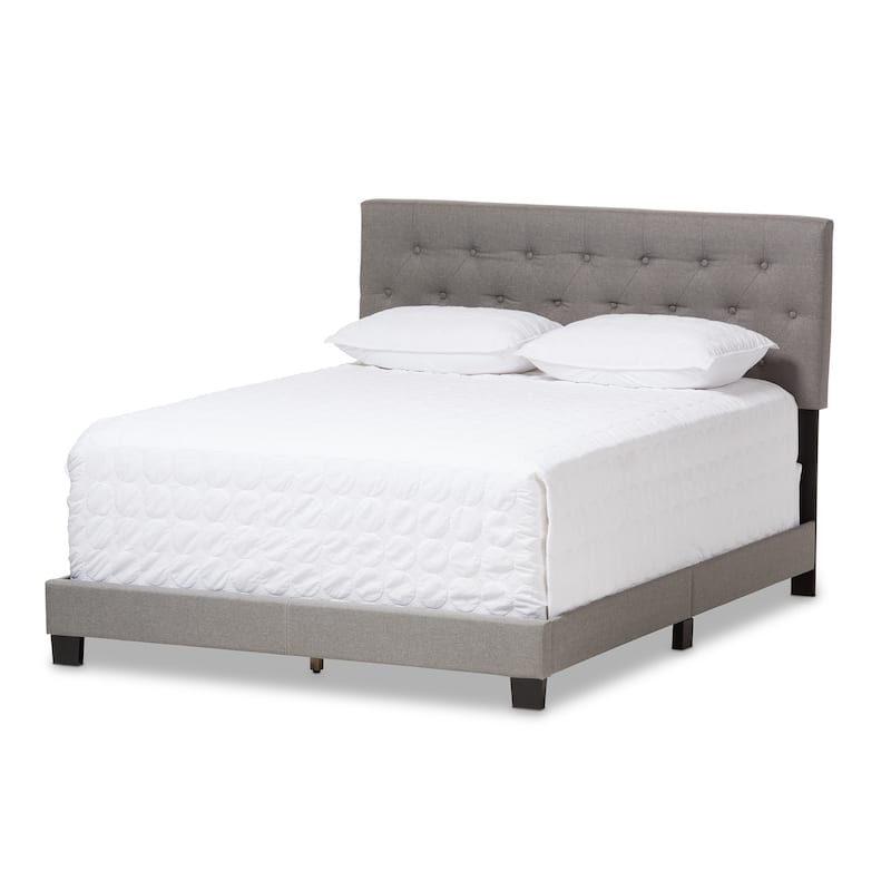 Light Grey Upholstered Bed - Modern Design Fabric Bed Frame - 47"H x 64"W x 83"D