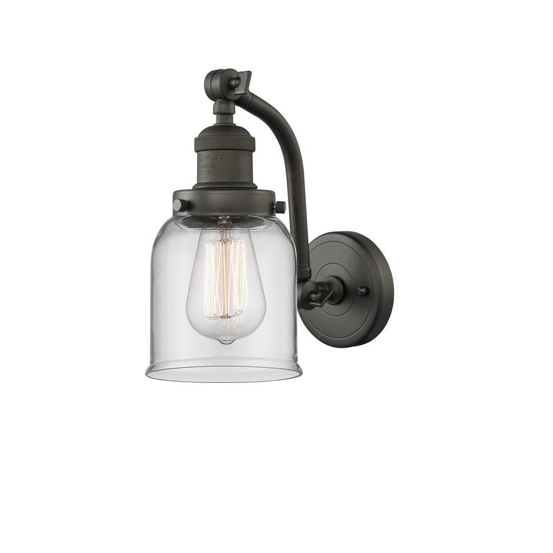 Innovations Lighting Small Bell Single Light 12" Tall Bathroom Sconce - Oiled Rubbed Bronze / Clear