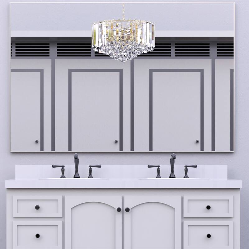 60" x 36" Modern Rectangle Bathroom Mirror with Aluminum Frame
