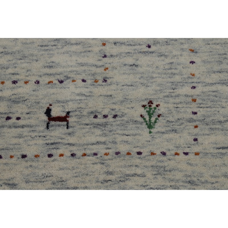 Gabbeh Indian Rug Hand-Knotted Tribal Beige Modern Wool Carpet - 5'1" x 7'10"