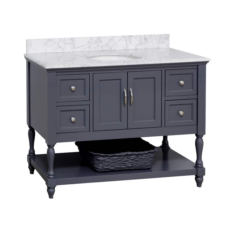 KitchenBathCollection Beverly 48" BathroomVanity w/ Carrara Marble Top