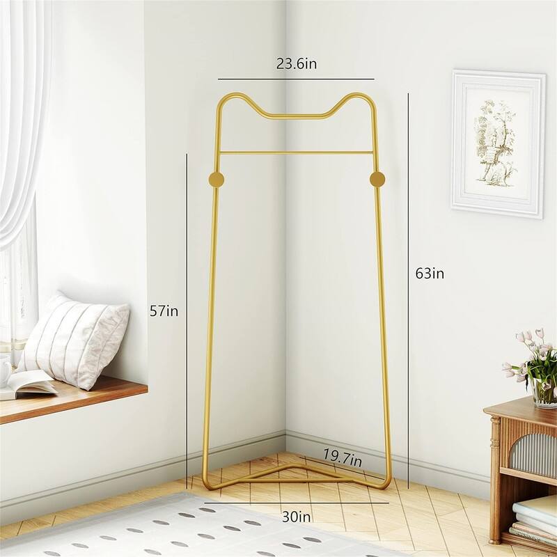Gold Metal Corner Coat Rack - 15"D x 30"W x 63"H