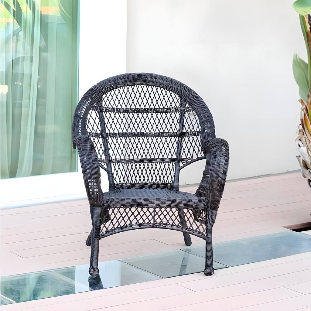 Outdoor Faux Rattan Wicker Woven Dining Chair Stackable Standard Armchair Seat