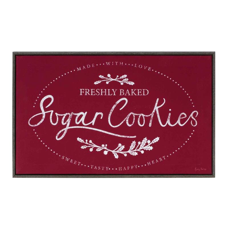 Framed Cookies Cocoa Christmas Wall Signs 15.5" Red Blue Set of 2