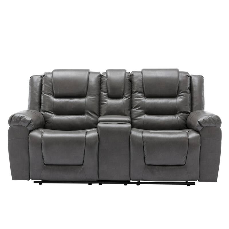2 Seater Home Theater Recliner Manual Recliner Chair with a Storage Box and Two Cup Holders for Living Room,Bedroom