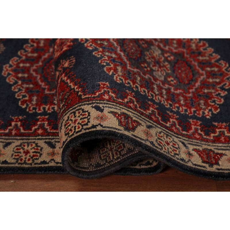 Geometric Viss Indian Runner Rug Handmade Wool Carpet - 2'7"x 8'0"