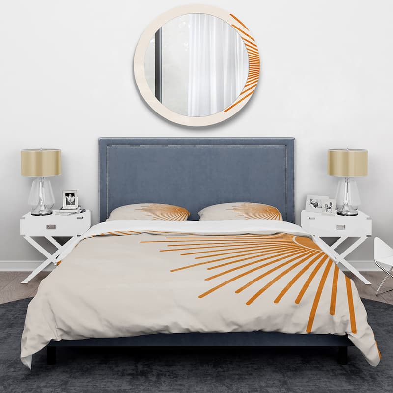 Designart 'Orange Sun Print I' Modern Duvet Cover Set