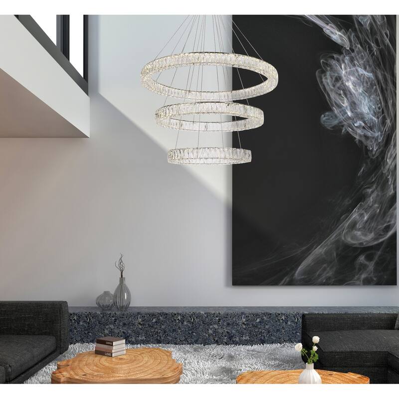 Indigo Home 41 inch LED triple ring chandelier