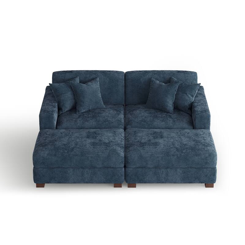 Modern Chenille Oversized Modular Sectional Sofa with 2 Ottoman