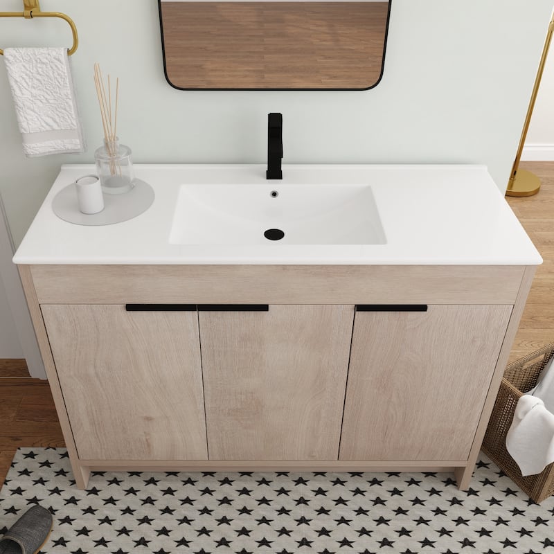 BNK 24/30/36 inch Freestanding Single Sink Bathroom Vanity with Soft Close Door and 1 adjustable shelf