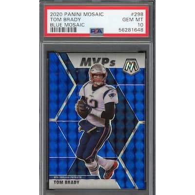 Tom Brady 2020 Panini Blue Mosaic Football Card #298 Graded PSA 10 74/99 - 8'6" x 11'6"