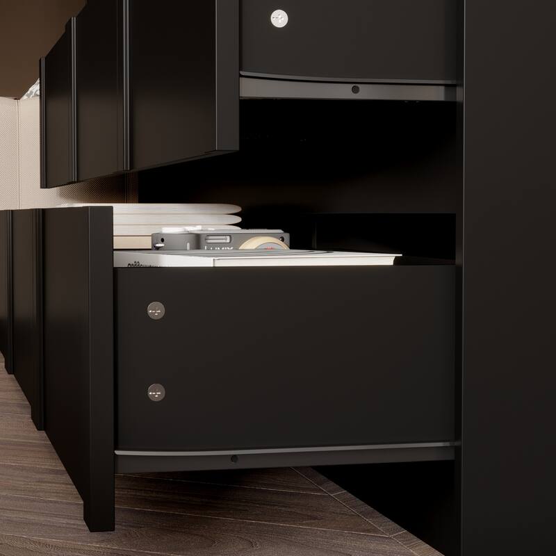 White 9-Drawer Nightstand with Modern Design and Safety Features