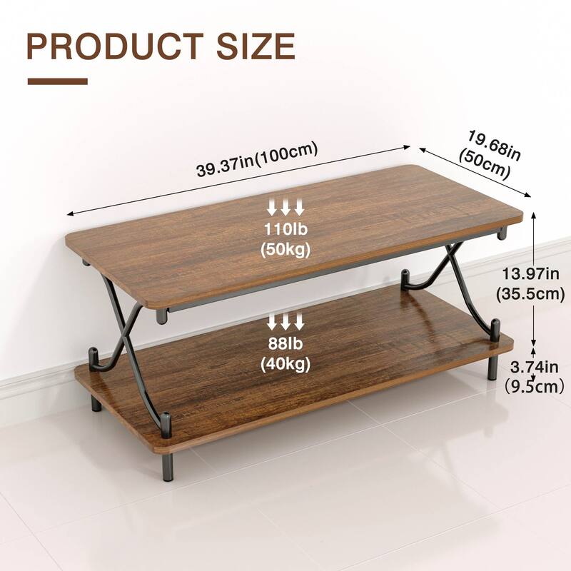 Javlergo Modern 3 Piece Coffee Table Set for Living Room Include Wood Coffee Table and End Table Set of 2