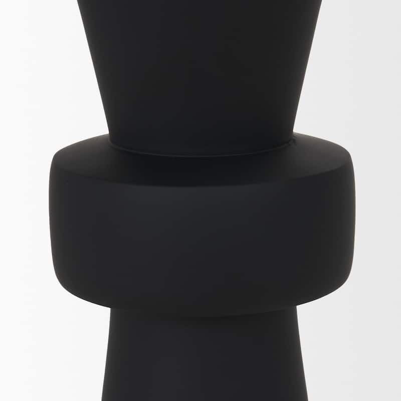 Odilia Large Smooth Matte Black Metal Geometric Pillar Candle Holder