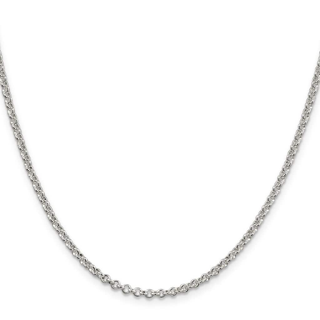 Curata 925 Sterling Silver 2.5mm Rolo Chain Necklace