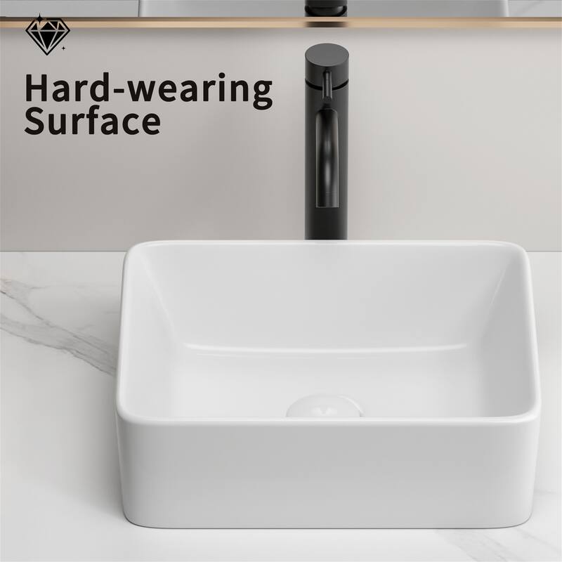 16" x 12" White Ceramic Rectangular Vessel Sink