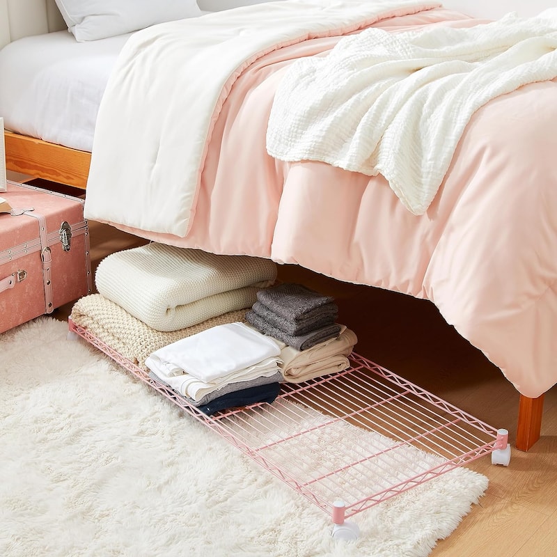 Suprima® Rolling Underbed Storage Shelf by DormCo - Pink