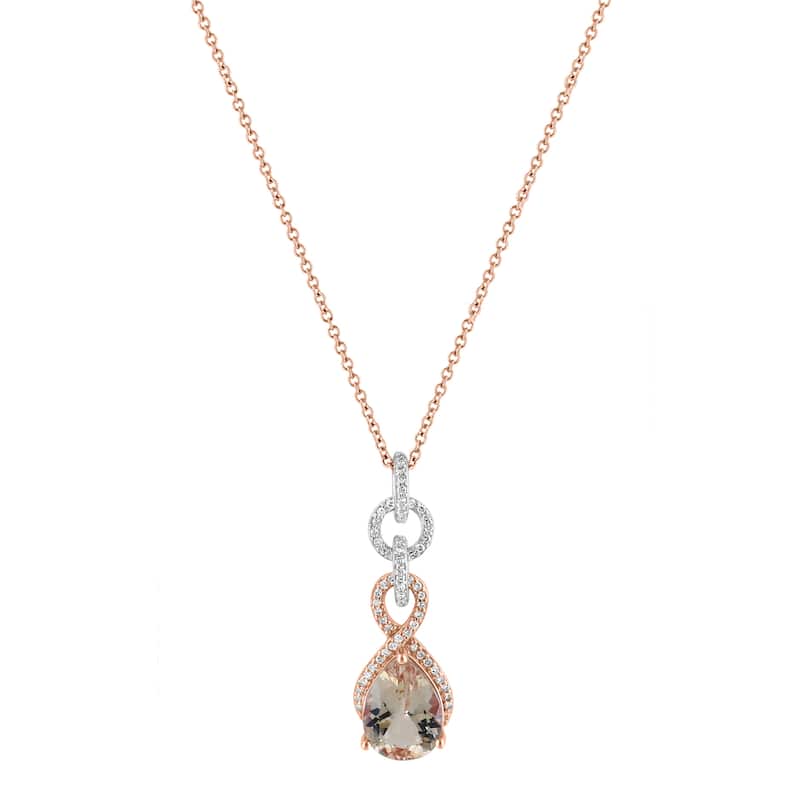 EFFY 14K Gold Diamond Morganite Pendant Drop Necklace