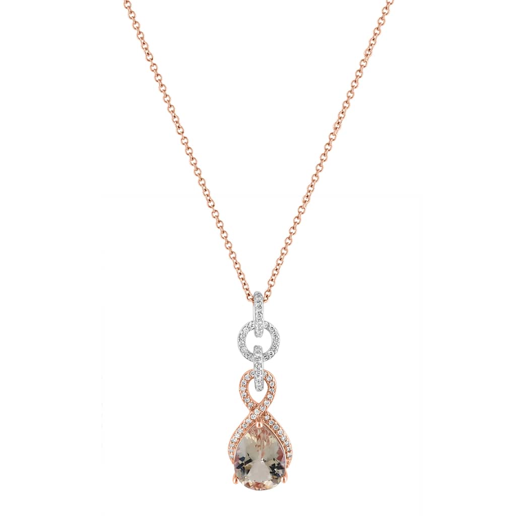 EFFY 14K Gold Diamond Morganite Pendant Drop Necklace