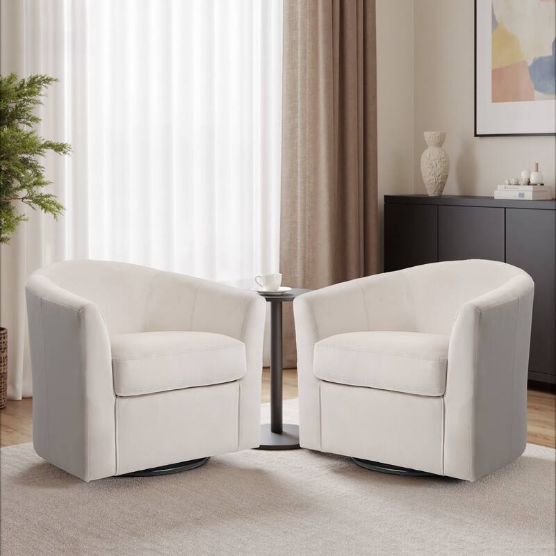 2 Set Modern Upholstered Swivel Barrel Chair Living Room Accent Chair