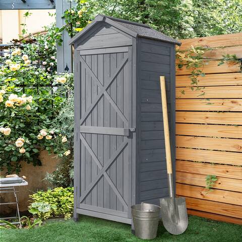 Outdoor Fir Wood Vertical Storage Shed