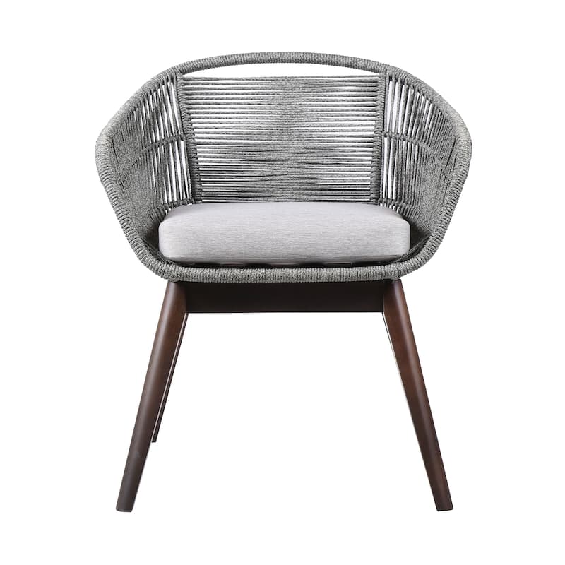 Tutti Frutti Eucalyptus Wood and Rope Outdoor Patio Dining Chair with Cushion - Gray
