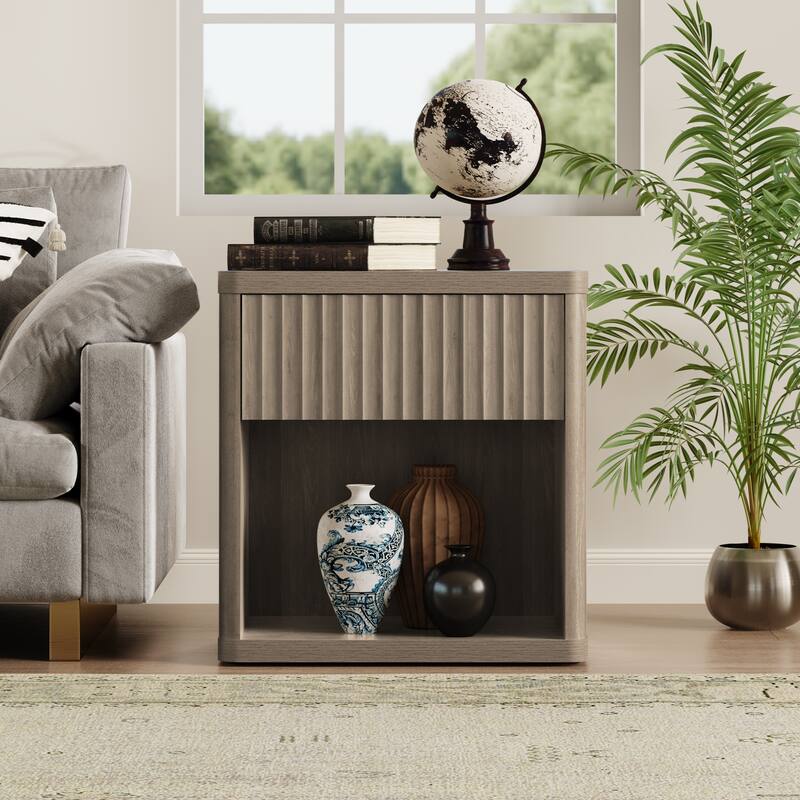 SICOTAS Nightstand with 1 Drawer and Open Storage