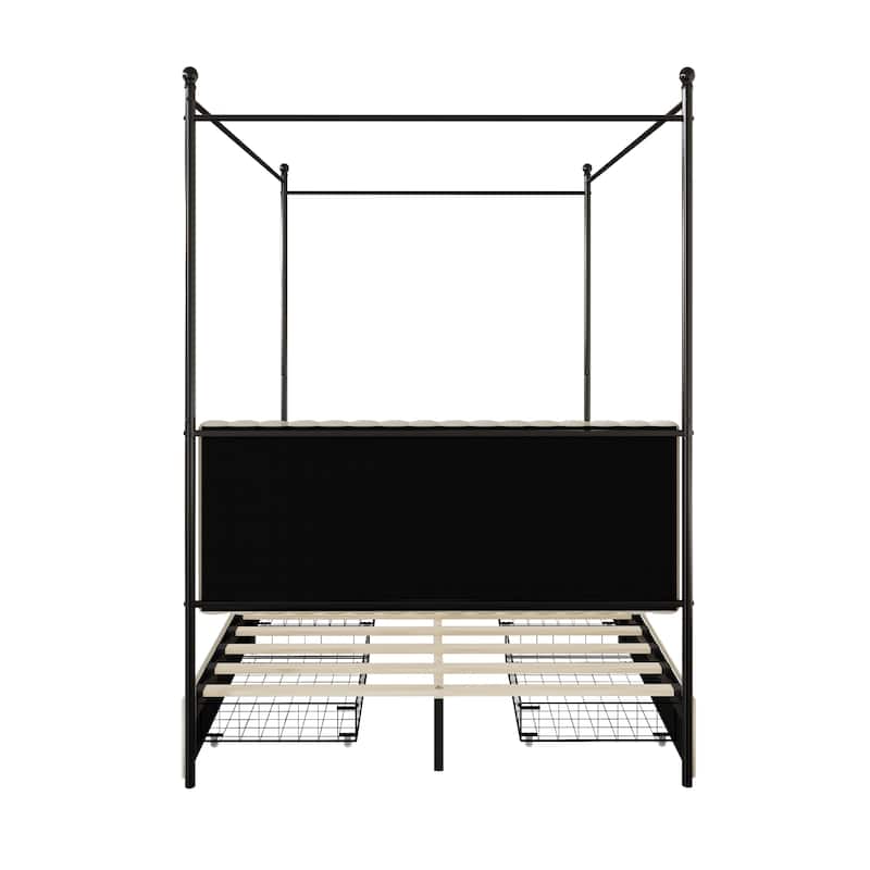 Clayfell Passaic Upholstered Metal Storage Canopy Bed