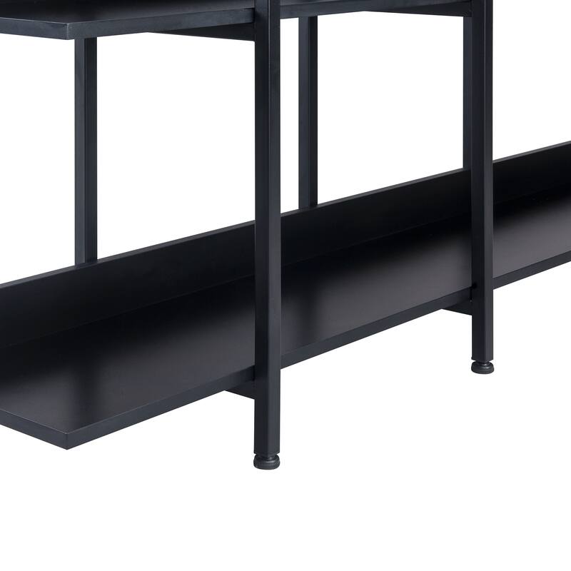 5 Tier Bookcase Home Office Open Bookshelf, Modern Industrial Style Shelf with Metal Frame, MDF Board