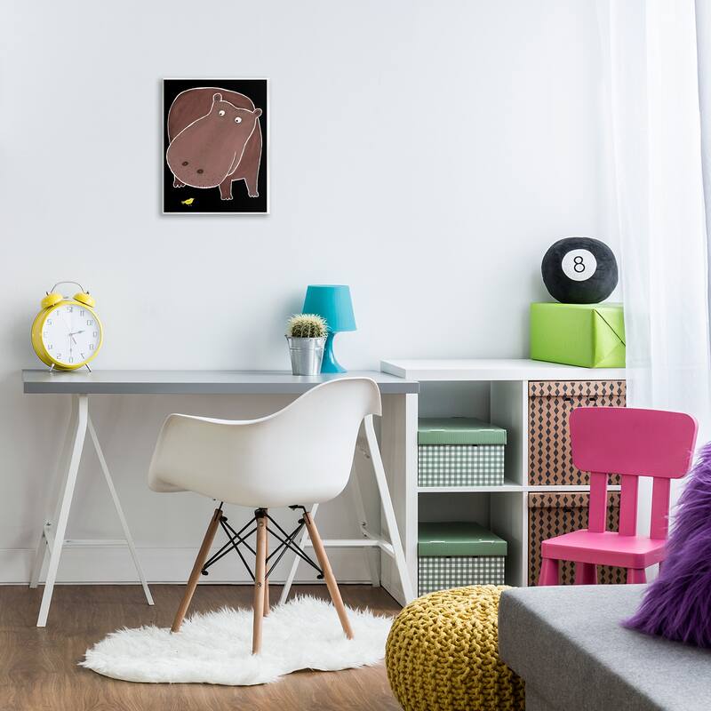 Stupell Hippo & Bird on Black Wall Plaque Art Design By Carla Daly