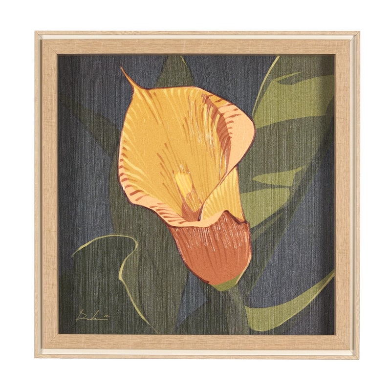 Flower Portrait VIII (Calla Lily)- Hand Embelished Textured Framed Art Print