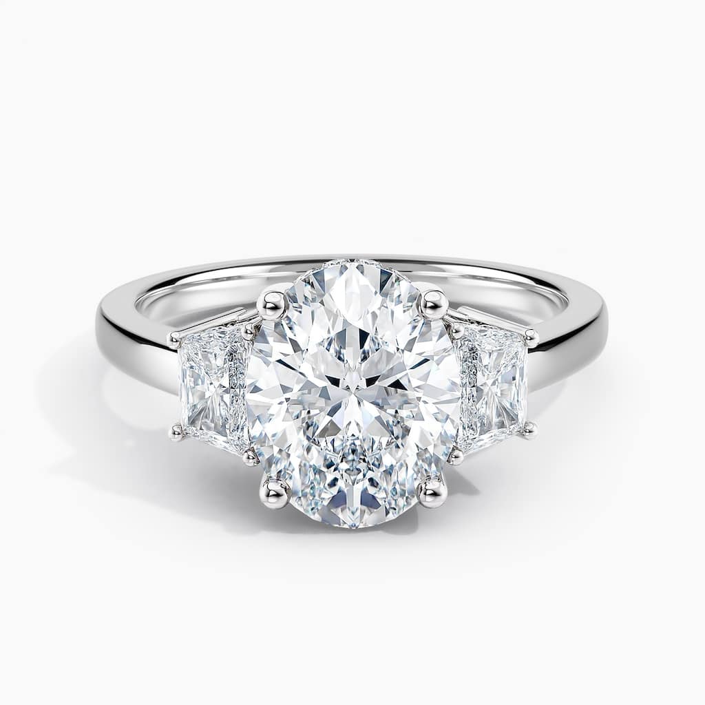 Auriya 14K Gold Lab Grown Diamond Oval Three Stone Hidden Halo Engagement Ring 1.66 - 5.66ct. tw. (E-F, VS)