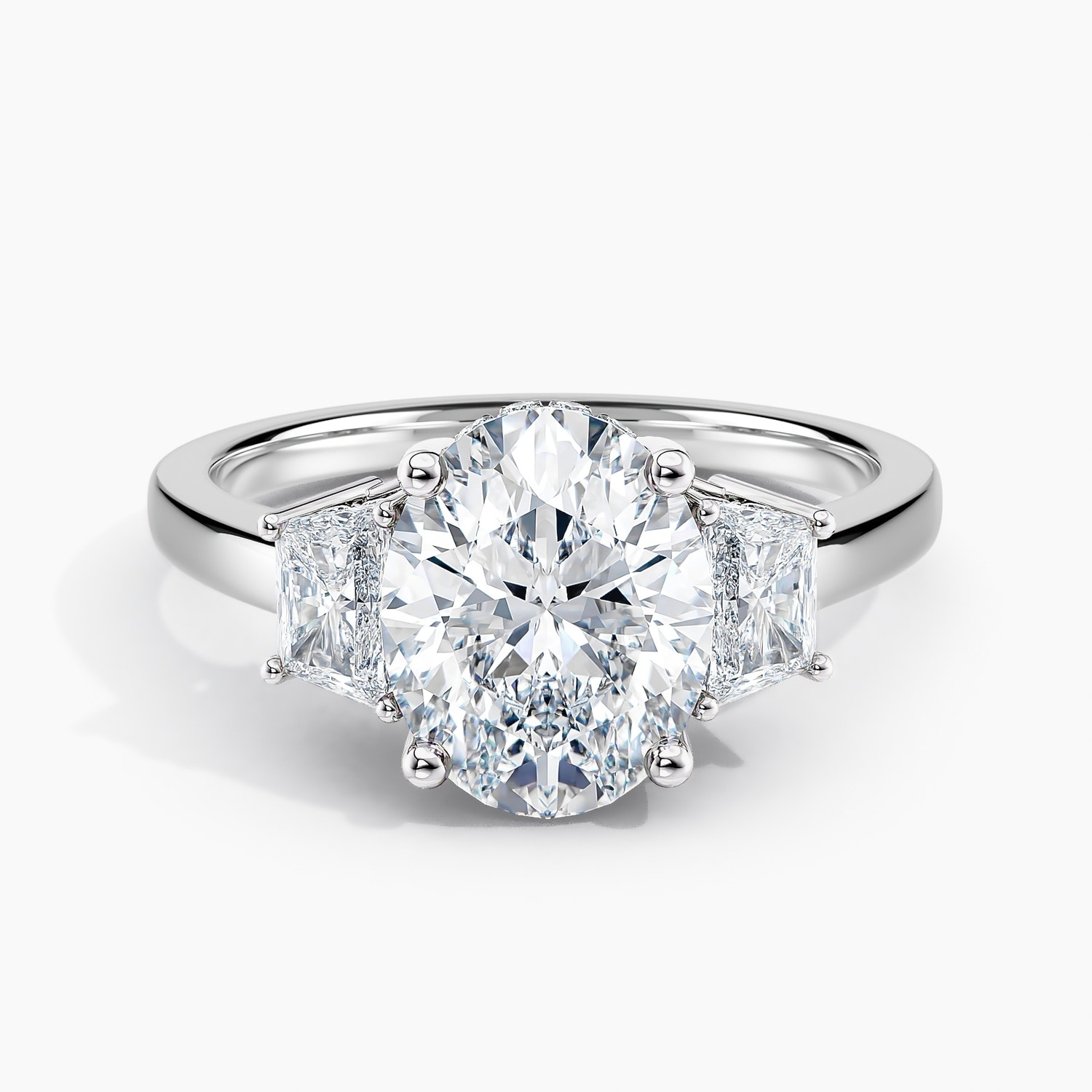 Auriya 14K Gold Lab Grown Diamond Oval Three Stone Hidden Halo Engagement Ring 1.66 - 5.66ct. tw. (E-F, VS)