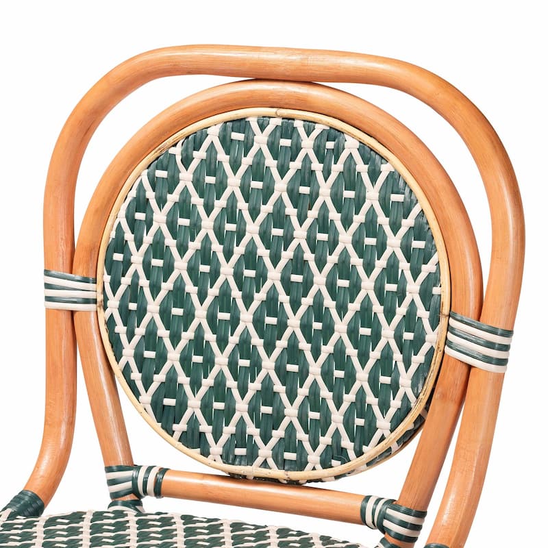Mattie Rattan Bistro Counter Stool - Handwoven Accent Seating with Backrest for Kitchen Island or Indoor/Outdoor Lounge