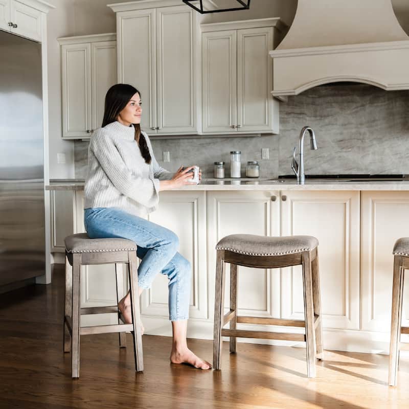 Maven Lane 26" Adrien Saddle Kitchen Counter Height Stool