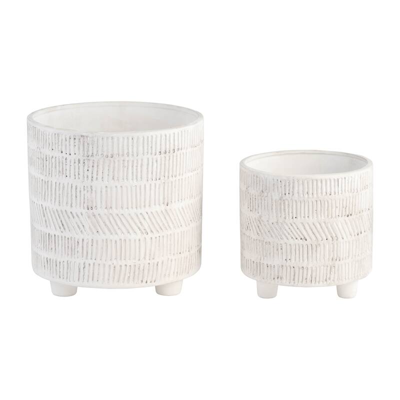 Sagebrook Home Modern Abstract Footed Ceramic Planter Set of 2