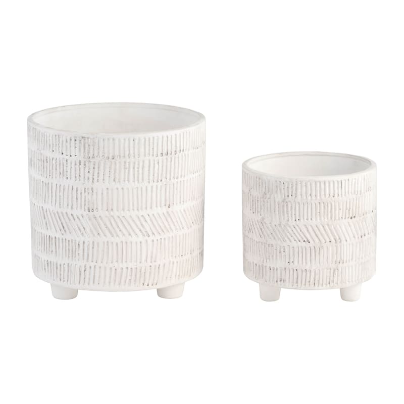 Ceramic Patterned Footed Planter - Set of 2 - 6" - 8"