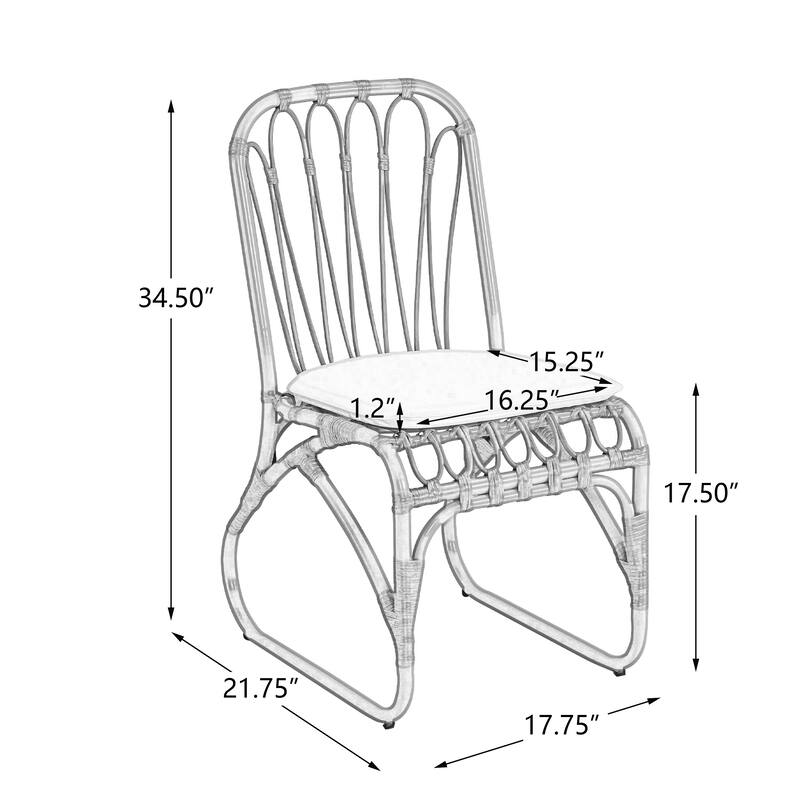 Roomfitters Set of 2 Hand-Woven PE Wicker Petal Chairs, Heavy-Duty 400lb Capacity with Washable Cushions