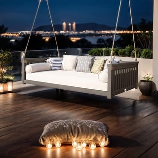 Contemporary Patio Minimalist Twin Size Garden Swing Bed Wood