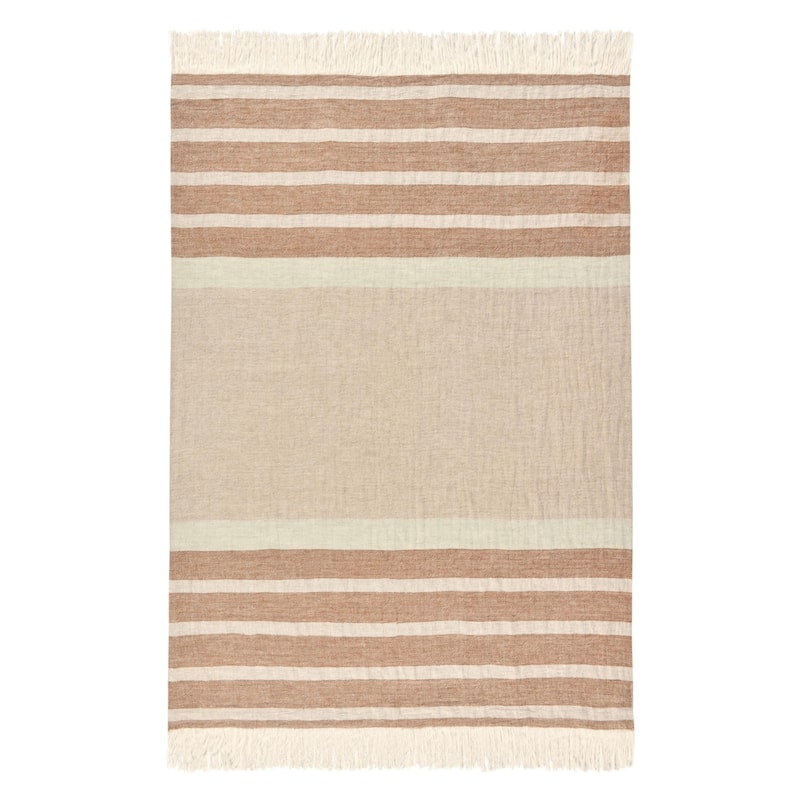 Villa by Classic Home Sherry 100% Belgian Linen Multicolor Throw Blanket