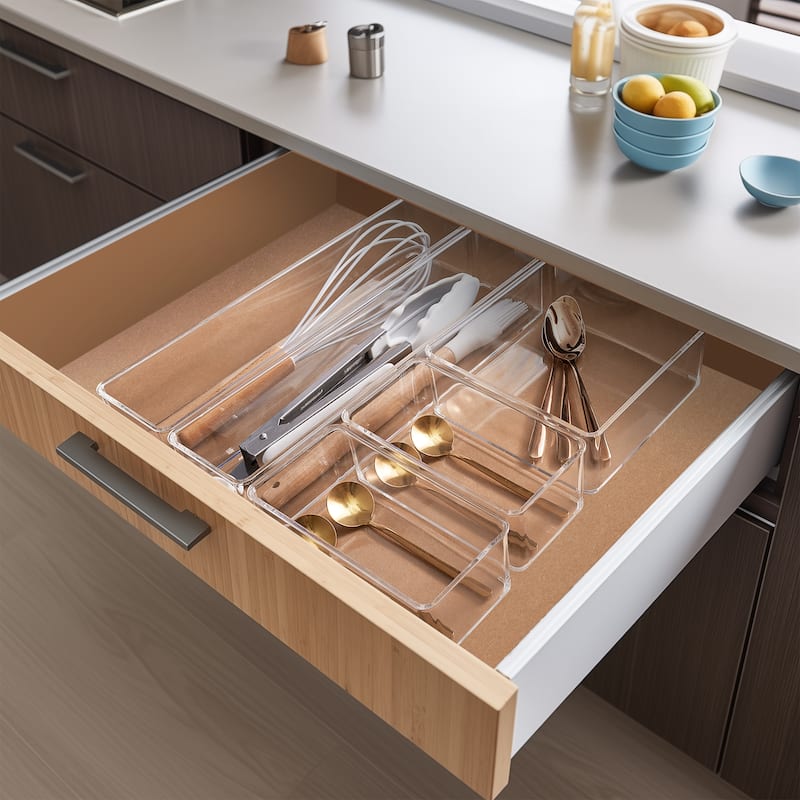 Clear Drawer Organizer Set for Kitchen Storage (5-Piece)