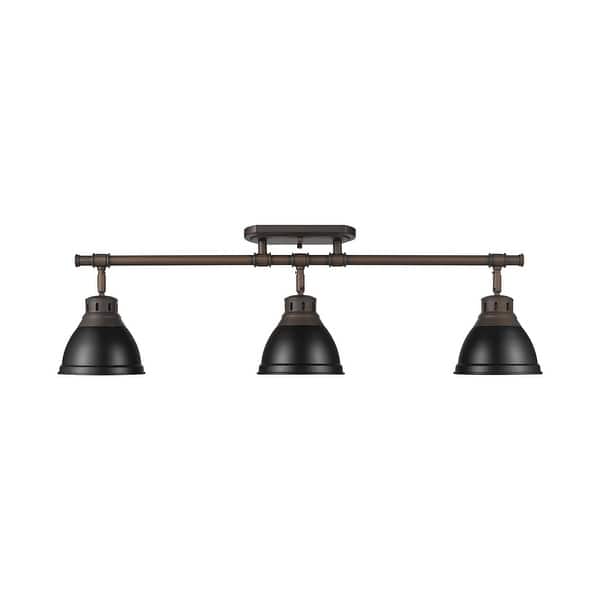 slide 2 of 4, Yep by Golden Lighting Duncan 3-light Semi-Flush Mount in Rubbed Bronze and Matte Black shade