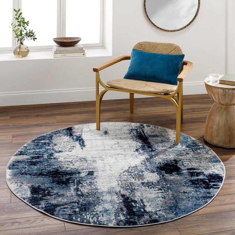 Livabliss Wanderlust Modern Area Rug - Aqua - 5'3" x 5'3" Round