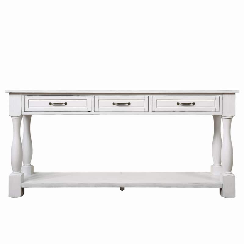 63inch Long Wood Console Table with 3 Drawers and 1 Bottom Shelf