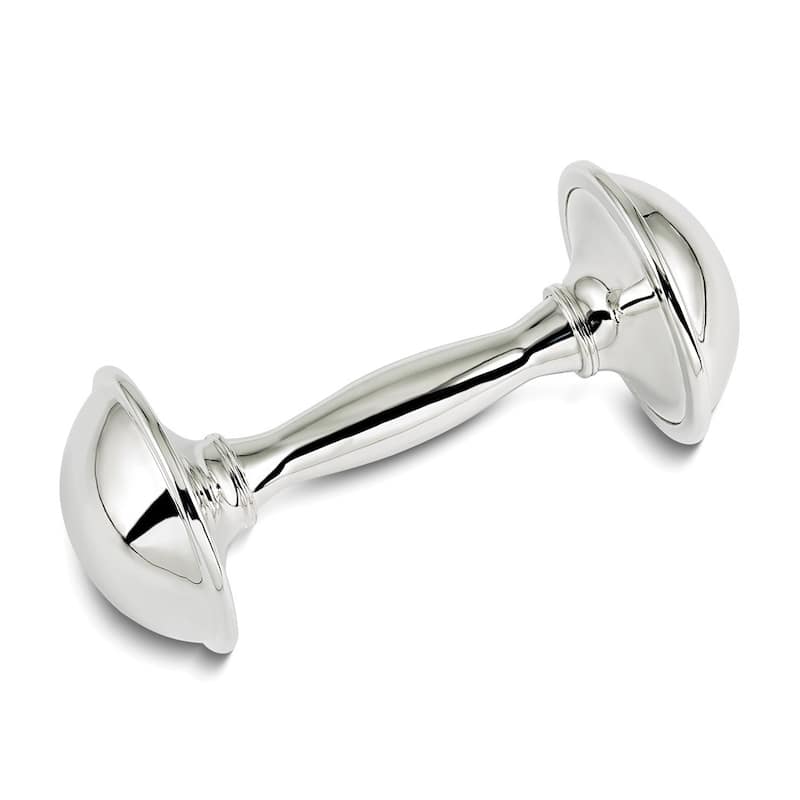 Curata Silver-Plated 4.25in Baby Rattle in Wooden Keepsake Box