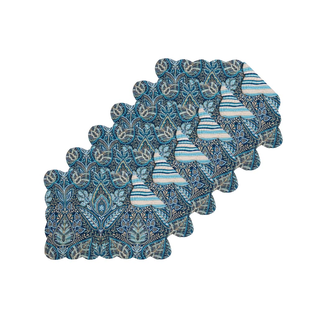 Bailey Blue Quilted Placemat Set 6